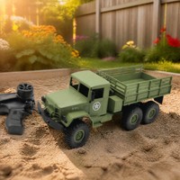 Camion militaire électrique RC à l'échelle 1/16, camion de transport militaire 6x6 avec lumières, chargeur inclus, jouet pour enfants