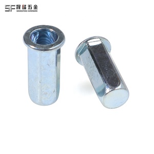 Écrous à riveter hexagonaux à tête plate de haute qualité en acier au carbone, zingués bleu-blanc, filetage métrique/unifié M4 M5 M6 M8 M10 <span class=keywords><strong>M12</strong></span> - Product Image 3