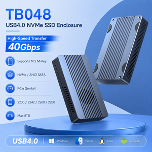 Boîtier SSD M.2 double protocole USB4 NVMe SATA 40 Gbps avec ventilateur de refroidissement intégré <span class=keywords><strong>Thunderbolt</strong></span> 3 en aluminium pour <span class=keywords><strong>disque</strong></span> <span class=keywords><strong>dur</strong></span> <span class=keywords><strong>externe</strong></span> - Product Image 1