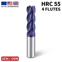 Fraise carrée en carbure monobloc HRC55 à 4 dents, revêtement TiAlN, pour usinage CNC d'acier de moulage, fabrication OEM/ODM