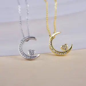 New Fashion Fine Jewelry 925 Sterling Silver 18k Gold Plated Custom Chain Heart Necklaces For Women