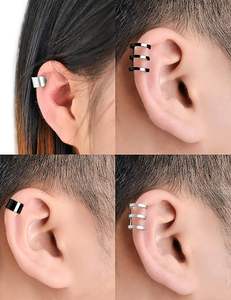 10 paires <span class=keywords><strong>d</strong></span>'acier inoxydable <span class=keywords><strong>oreille</strong></span> manchette <span class=keywords><strong>Helix</strong></span> Cartilage Clip sur boucles <span class=keywords><strong>d</strong></span>'oreilles Wrap faux nez anneau Non-Piercing réglable - Product Image 3