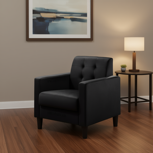 Poltrona Hale 27.5 in velluto nero con dettagli trapuntati per soggiorno - Product Image 2