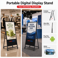 Support publicitaire numérique portable pliable sur pied, écran LCD LED vidéo mural personnalisé avec menu numérique pour restaurant