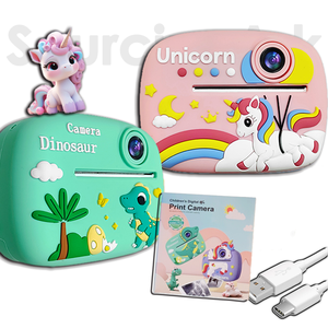 กล้องถ่ายรูปเด็ก Sourcing Ark Unicorn Dinosaur รุ่นพิมพ์ภาพทันที 24MP 1080p หน้าจอ 2.4 นิ้ว เลนส์คู่ พิมพ์ภาพความร้อน กล้องถ่ายรูปพกพา ของเล่น D1B - Product Image 1
