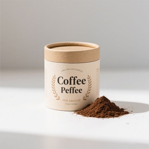 Emballage de luxe biodégradable sur mesure de qualité alimentaire en tube pour poudre de café, boîte cylindrique pour thé avec couvercles - Product Image 1