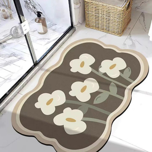 Tapis absorbant l'eau de salle de bain Tapis de porte en caoutchouc Tapis de sol en boue de diatomée Tapis antidérapant Tapis de bain moderne lavable à séchage rapide - Product Image 2