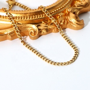 Artivelle Dainty 3mm 18K Gold Plated Stainless Steel Casual/Sporty Stacking Miami Cuban Link Chain Feet <strong>Anklets</strong> For Women - Product Image 3