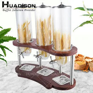 Huadison, гостиничный и ресторанный дозатор для сухих пищевых продуктов, Пластиковый Дозатор для хлопьев с деревянной основой