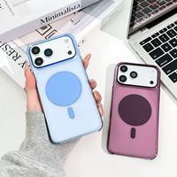 Coque de téléphone portable magnétique transparente couleur originale pour iPhone 18 17 Pro Max, coque rigide 3 côtés arrière