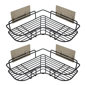 Étagère d'angle murale de salle de bain, 5 pièces, trépied de salle de bains, supports adhésifs de cuisine, sans perçage, rangement - Product Image 1