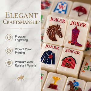Premium American Mahjong Set: <b>Fire</b> Horse Year Mahjong. Core Three-Piece Set: Tiles, <b>Mat</b> and Bag. Perfect Starter Set - Product Image 2