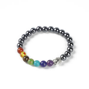 Piedra preciosa natural gimnasio <span class=keywords><strong>Goya</strong></span> joyería mujeres hombres Lava Rock 8mm cuentas de piedra volcánica siete Charkas pulsera - Product Image 4