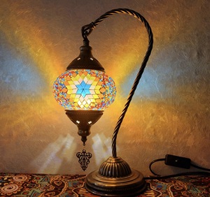 Cross-border Turkish Bohemian Swan Neck Table Lamp Finished Handmade Glass <b>Bedside</b> Ambient Desk Lamp - Product Image 4