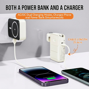 Batterie externe portable 3-en-1 toute nouvelle, super puissante, charge rapide 22,5 W avec câbles détachables et prise AC pliable pour les États-Unis/Canada - Product Image 4