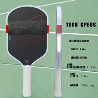 Raquette de pickleball professionnelle de compétition 5ème niveau, en fibre de carbone T700, surface mate, noyau résistant à la compression, épaisseur étendue de 16 mm, pour enfants
