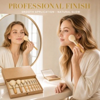 Pinceaux de maquillage cosmétiques personnalisés OEM, haute qualité, logo personnalisé, professionnels, manche en bois mat vegan, ensemble de pinceaux de maquillage vegan
