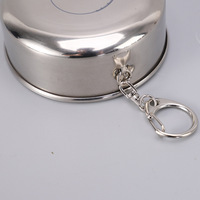 Gobelet de voyage télescopique pliable en acier inoxydable avec logo personnalisé, 75 ml, 150 ml, 250 ml, portable, pour l'extérieur, avec porte-clés