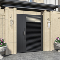 Portail en aluminium à double battant automatique, robuste, sans soudure, en aluminium 6063 T5, moderne, pour villa, industrie, extérieur, école, entrée principale