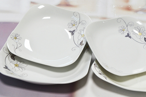 Décalcomanie en forme carrée 10.5 pouces, assiettes à dîner en céramique, assiettes en porcelaine pour la vente en gros - Product Image 5