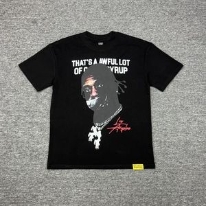 T-shirt da uomo in 100% cotone lavorato a maglia a maniche corte con stampa di personaggi <span class=keywords><strong>horror</strong></span> e tipografia audace per lo streetwear retrò di Los Angeles - Product Image 2