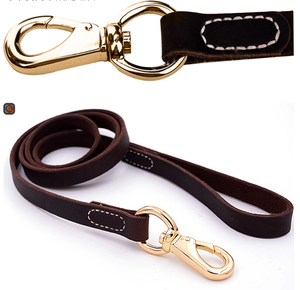 جودة عالية Beirui الكلب المقود مجموعة الرصاص جلد طبيعي مقبض كلاسيكي صلب الحيوانات الأليفة نمط بسيط قابل للتعديل 2 * واي - Product Image 4