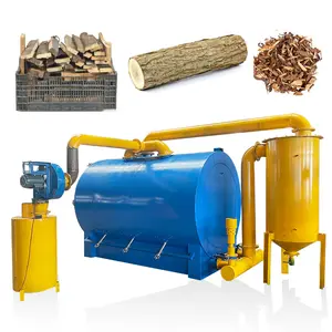 Hardwood wood log coconut shell bamboo horizontal airflow biochar kiln for charcoal BBQ