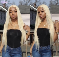 Perruque Full Lace HD sans colle pré-épilée en cheveux humains vierges blonds 613 de 30 à 40 pouces, Perruque Lace Front en cheveux humains blonds 613 de 40 pouces 5x5