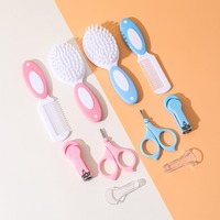 Kit de toilettage pour bébé, ensemble 4 en 1 brosse à cheveux, peigne, coupe-ongles, ciseaux, sans BPA, outils de soin pour nouveau-nés, pour les tout-petits, filles et garçons