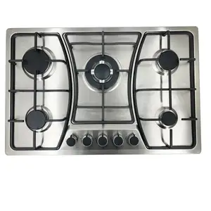 30 Inch 5 Burners Electronic Ignition LPG Cooking Stove Household Built-in Camping Stainless Steel Silver Gas Cooktops