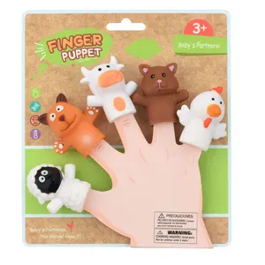 vinyl Pre-school Learning Tool farm animals Finger Puppets Soft plastic cartoon silicone finger puppets animals toys for kids