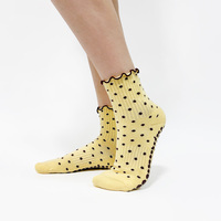Chaussettes de Pilates antidérapantes en coton à pois personnalisées 2026 avec bordure à volants et motif nid d'abeille hexagonal coloré
