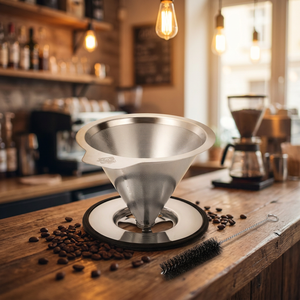 Cafetera Minimalista de Acero Inoxidable SS304, Juego de Filtro Desmontable, Soporte Ahorrador de Espacio para Cocinas Pequeñas, Cafetera de <span class=keywords><strong>Goteo</strong></span> Compacta y Reutilizable - Product Image 1
