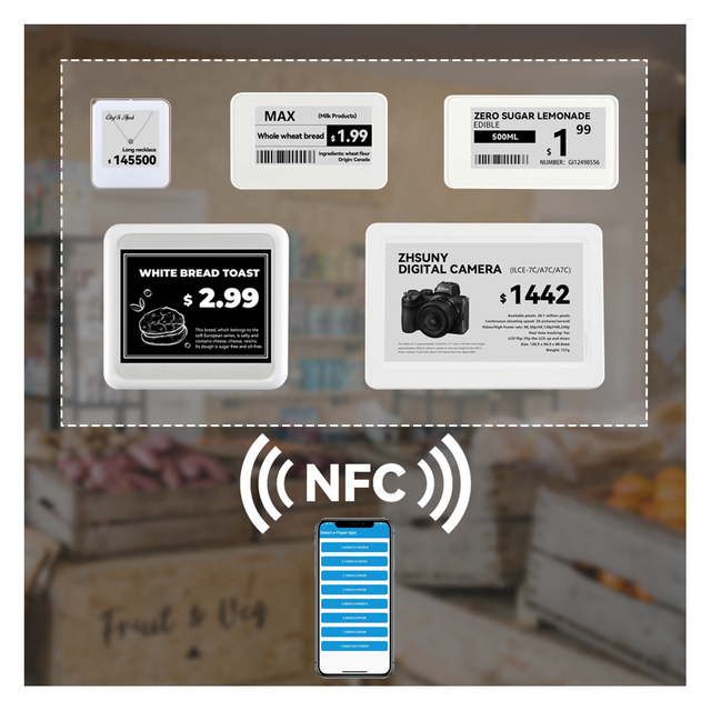 Smart Nfc Card White E-ink Epaper Label Phone Nfc Digital Price Tag Nfc Esl Electronic Shelf Label with Led Light