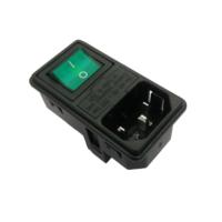 Module d'entrée d'alimentation 3-en-1 UL/EN 60320 10A 250VAC C14, double porte-fusible et voyant lumineux vert pour l'électronique médicale