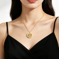 Collier avec initiale Arbre de Vie en acier inoxydable 316L plaqué or 18 carats, résistant à l'eau et inaltérable, pour femme