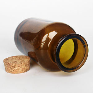 Botella de Reactivo de Boca Ancha de Vidrio Ámbar, Botella de Reactivo de Vidrio Marrón con Tapón de Corcho para Laboratorio Químico - Product Image 2