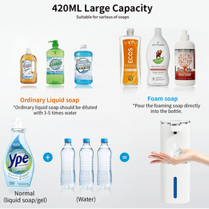 Distributeur de savon liquide numérique M19Pro, distributeur automatique de savon en mousse pour salle de bain et cuisine, 420ml, sans contact, avec écran LCD, IPX5 - Product Image 6