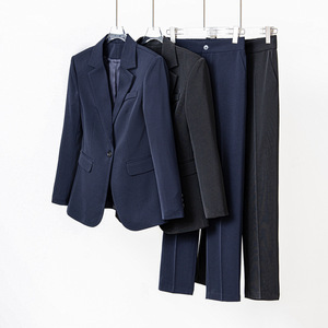 Women's Suit Set Solid Color Polyester Anti-Wrinkle Casual Suit Jacket <b>Pants</b> <b>Work</b> Wear Professional Formal Clothes - Product Image 2