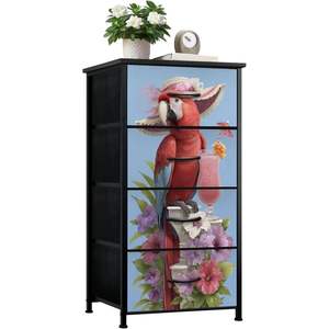 Flamingo Tropical Parrot Floral 4 cajones MDF tocador hojas brillantes organizador de almacenamiento para sala de estar dormitorio decoración del hogar - Product Image 2