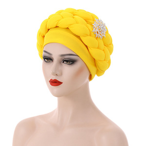 Pañuelo Turbante Nigeriano Q30687, Pañuelo Étnico para Mujer con Cuentas en la Muñeca, Pre-atado, Inspirado en el Estilo Africano - Product Image 3