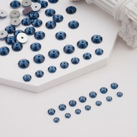 YAXI 266-6 6mm Perles de strass à dos plat en résine époxy bleu denim, forme plectre de guitare, pour la confection de bijoux et accessoires vestimentaires, en boîte