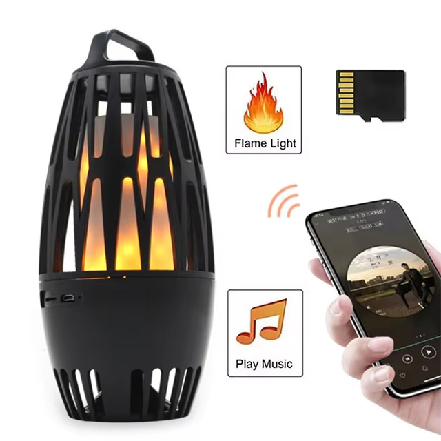 Creative Gift ST2580 LED Flame Night Light Bluetooth Speaker for Outdoor Seaside Beach Wireless & TF Card Player Party Speaker