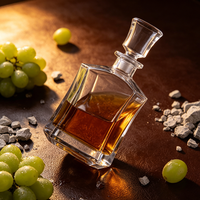 Bouteille de whisky en verre avec bouchon géométrique hermétique pour vin, bourbon, brandy, liqueur, jus, eau – Offre Spéciale