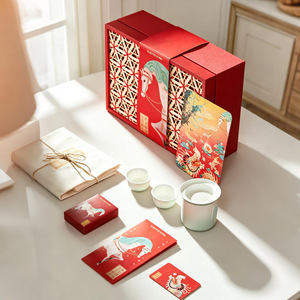 Bamboo Woven Gift Box 32x24x9 Red Rectangle Hollowed Out For New Year Dragon Boat Mid Autumn Festival Corporate Custom Logo - Product Image 2