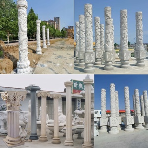 عمود رخامي حديث منحوت يدويًا بحجم مخصص للديكور الخارجي للمنزل - Product Image 5