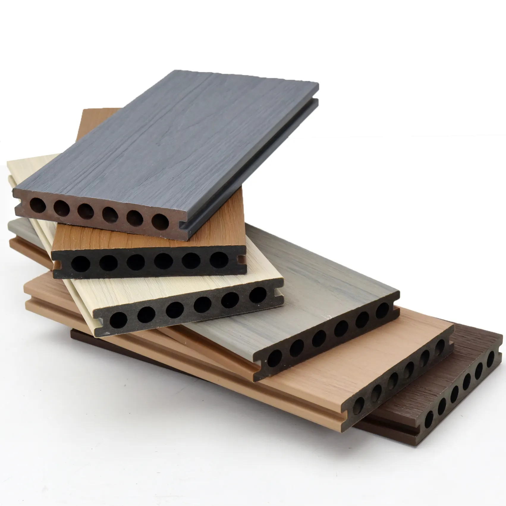 Waterproof floor WPC co-extrusion decking composite engineered flooring outdoor embossed wood grain decking planks