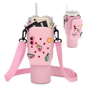 Funda de Neopreno para Botella de Agua Stanley Cup de 40 oz, Bolsa Portabotellas, Bolsillo de Silicona para Teléfono, Bolsa Deportiva - Product Image 6