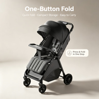 Poussette pliable pour bébé avec poignée réglable, poussette de luxe, pliage à une touche, position assise et allongée pour la promenade du bébé