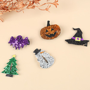 Nuovo Halloween natale accessori per capelli per ragazze pipistrello di zucca cappello magico albero di natale pupazzo di neve cappello BB Glitter festa fermaglio per capelli - Product Image 4